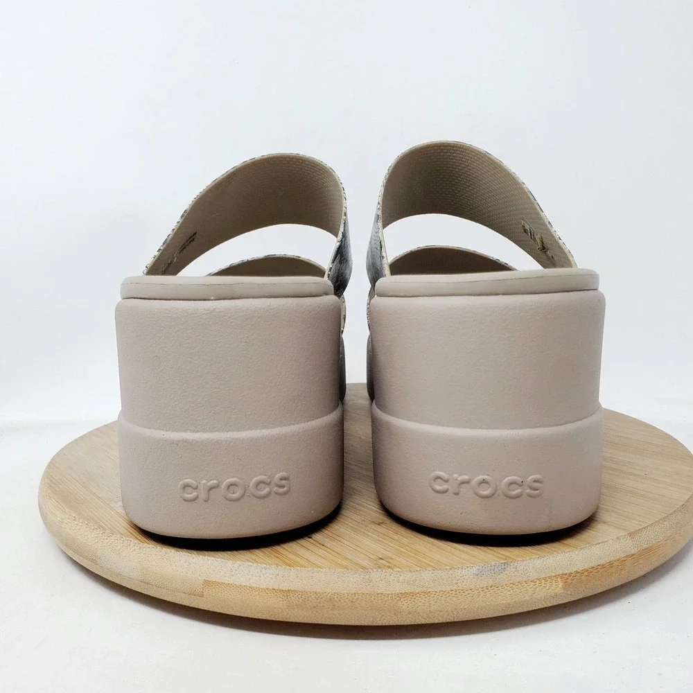 Crocs Brooklyn Mid Wedge Sandals Womens 9 Platform LiteRide Snake Strappy Shoes